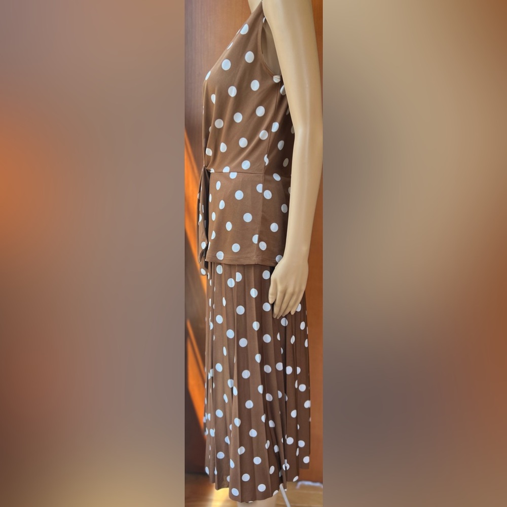 HALLHUBER  2 Piece Brown Polkadot Skirt & Top Size XS - Picture 9 of 10